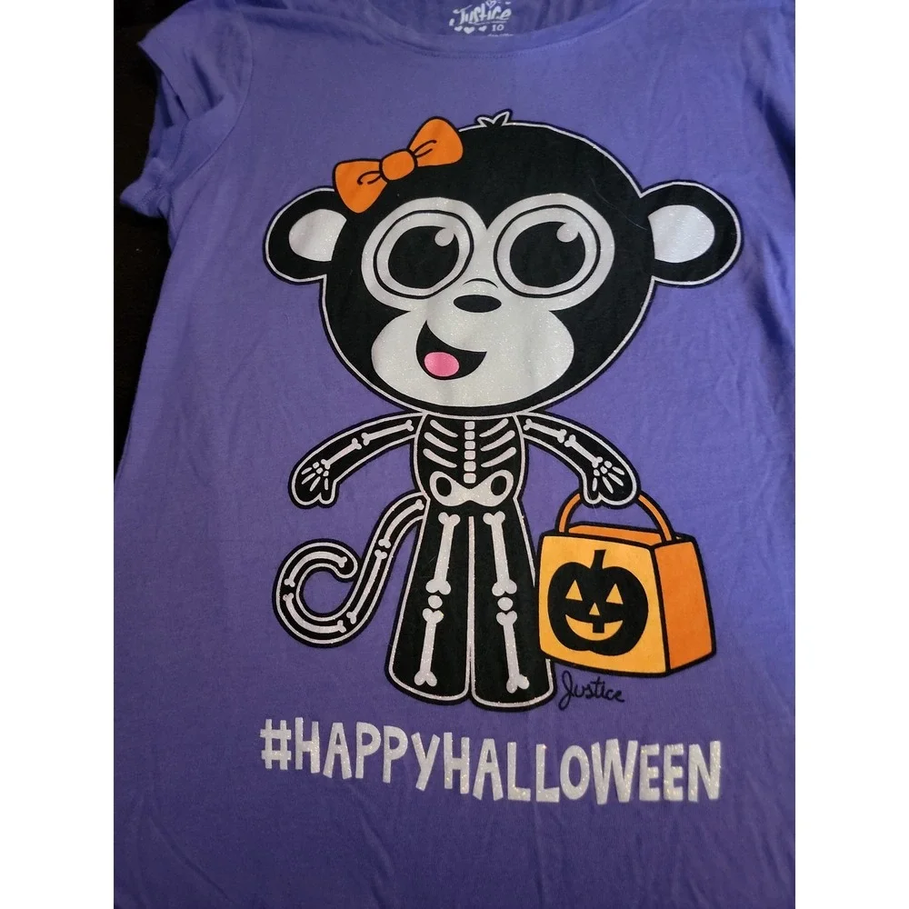 Justice happy Halloween skeleton monkey top size 10